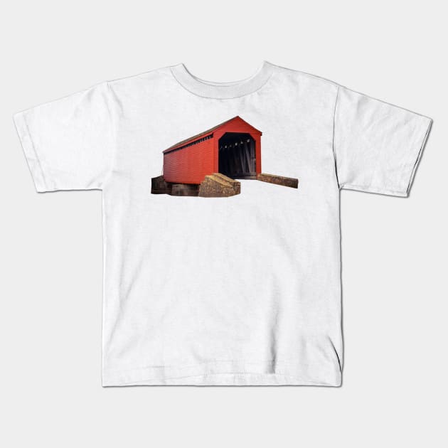 Loy's Station Covered Bridge Kids T-Shirt by Enzwell